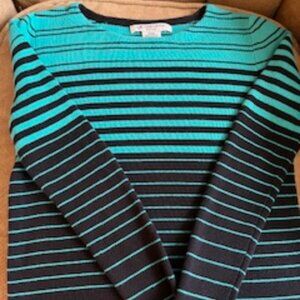Turquoise/Dark Navy striped Liz Claiborne sweater PXS